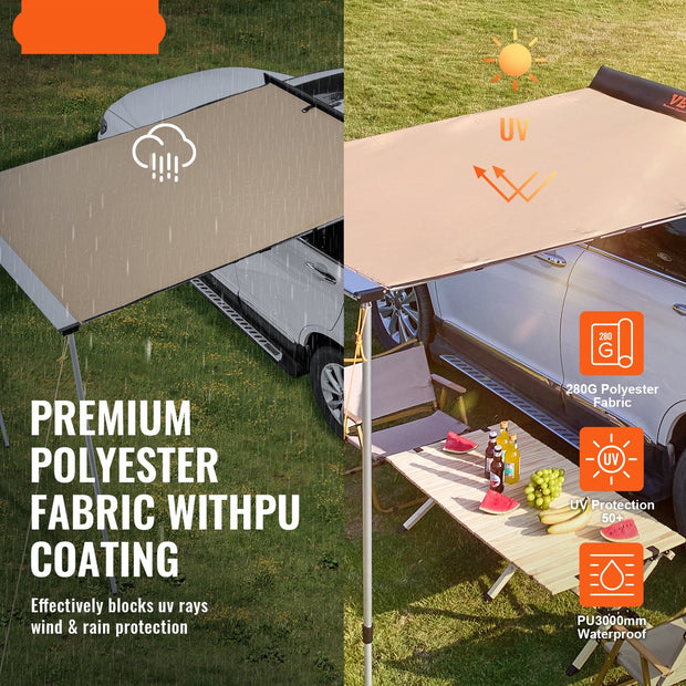 Voertuigluifel - Autozijluifel Pu300cm - Uv50+ Anti-Ultraviolet - Zeer Geschikt voor Kamperen FamiliereüNie - 6.6 x 8.2 ft