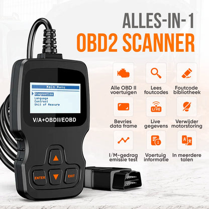OBD Scanner - OBD2 - Auto uitlezen - Storing Verwijderen - NL Taal - Auto scanner - Diagnose apparatuur voor auto's - Motorstoring - Zwart
