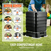 Wormcomposter - HDPE-Materiaal - Robuust en Duurzaam - Grote Capaciteit - Hoge Composteringsefficiëntie - Makkelijke Installatie - 40x40x65cm - 50L - Zwart
