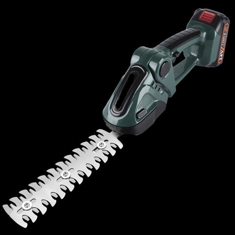 Heggenschaar - Heggentrimmer - Snoeischaar - Elektrische Heggenschaar - Accu Heggenschaar - 2 in 1 - Struikschaarblad - Grasschaarblad - Verwisselbare Messen - Tuingereedschap - Krachtig - Langdurige Accu - 2 Accu's - Accu Oplader