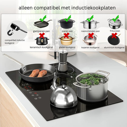 Elektrische Kookplaat 4 Pits - Elektrische Kookplaat 4 Branders - Keramische Kookplaat met Stekker - Zwart