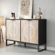 Modern dressoir met geometrisch patroon - Massief hout en metalen handgrepen - Vloermontage - MDF-constructie - Met verstelbare poten