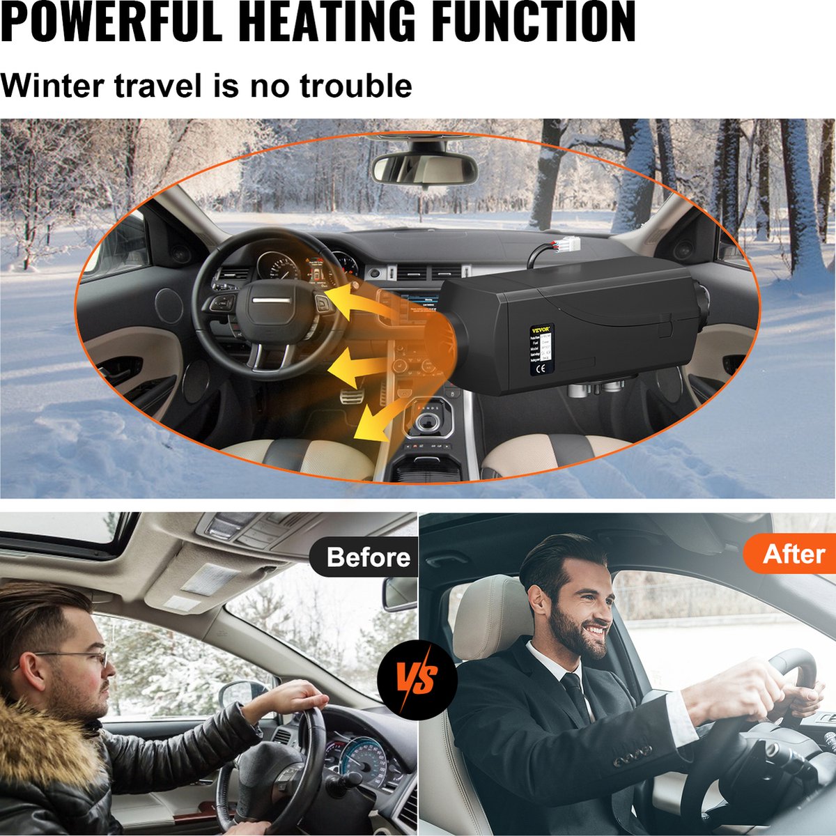 Diesel Standkachel - 5KW - 12V - Luchtverwarmer - met LCD Schakelaar - Brandstofverbruik Autoverwarming - Auto Heater - voor Auto's, Bussen, Campers, Vrachtwagens, Technische Voertuig - Zwart