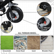 Driewieler "Sep" - Fiets - 6-in-1 - Sterk en Duurzaam - Verbeterd Ontwerp - Zonnescherm - All Terrain Banden - Duwstang - Buggy - Kinderzitje - Tot 5 Jaar - Zwart