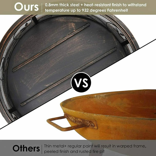 Vuurschaal - Vuurkorf - Houtskoolrooster - Voor Verwarming - BBQ - Voor Tuin - 71 cm Breed