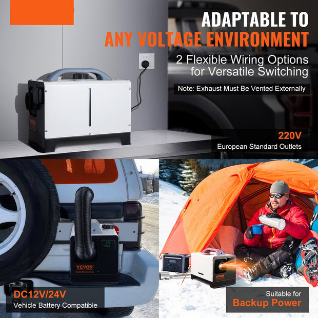 Auto Diesel Luchtverwarmer - Alles-In-ééN - 5-8 Kw - Met 30m Afstandsbediening En Lcd-Scherm - Snelle Verwarming, Geluidsarm, Draagbare Autoverwarmer Voor Auto'S, Campers, Vrachtwagens, Tractoren, Garages, Hutten, Buiten Kamperen - Wit
