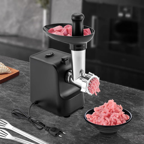 Gehaktmolen - Vleesmolen - Worstenmaker - Roestvrijstaal - 2,5kg/min - 1000W - Zwart