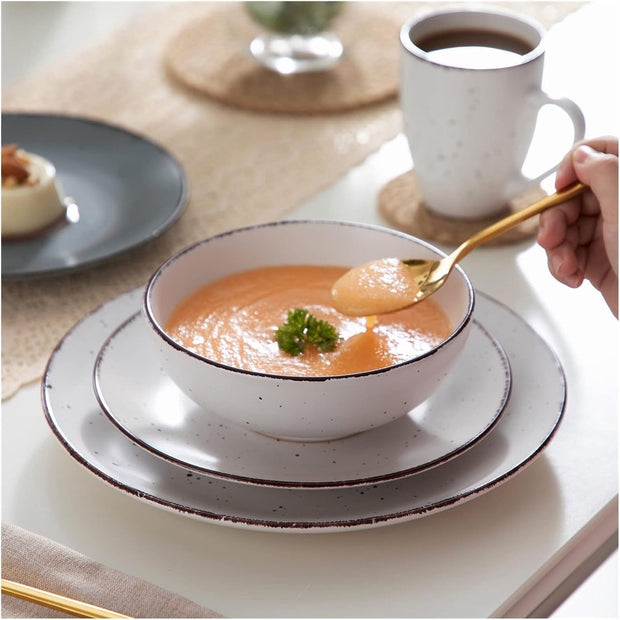 Luxe Serviesset- 32 delig – 8 persoons – Porselein - Bordenset – Dinner platen – Dessertborden - Kommen - Mokken - Mix-Kleur