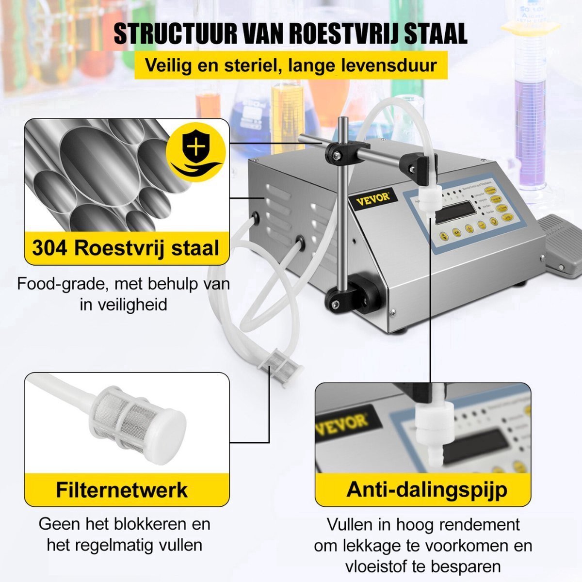 Vulmachine Vloeistof - Pneumatische Flessenvuller - Vulautomaat - 3,5L - QUORE