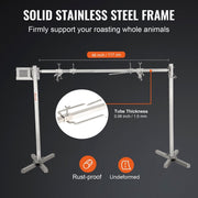 Speenvarkensgrill - Lamsgrill - 117 cm -  41 kg - Roestvrij Staal - Rotisserie Spit - Braadgrill - 42W -  Lamsgrill BBQ-grill - Grillwagen Barbecue - 8in - Hoogte verstelbare Grote - Piesgrill kalkoenvlees, ham