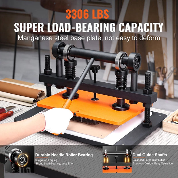 Snijmachine P7 - Premium Embossing - Tot 1500kg - Pons Machine - Leerbewerking - Duurzaam en Robuust - Ergonomisch Ontwerp - Plaat 26x12cm - Papier - Rubber - Textiel