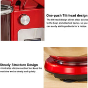 Keukenmachine - voedsel mixer - Blender - Stille motor - Crème ei garde - Deeg kneder - 6 snelheid standen - 1200 W - 6 liter capaciteit - Keukenmixer - Keukenmixer met kom - Keuken machine - Keukenmixer staand - Metaal grijs