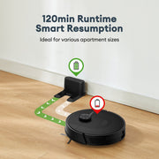Stofzuigrobot met Dweilfunctie - Stofzuigrobot met Laadstation - LiDAR-Navigatie - 4000 Pa - 120 min Looptijd - APP/Google/Alexa-Bediening - Ideaal voor Huisdierhaar - Tapijt - Harde Vloer