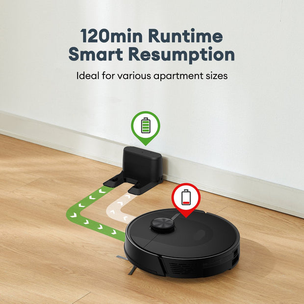 Stofzuigrobot met Dweilfunctie - Stofzuigrobot met Laadstation - LiDAR-Navigatie - 4000 Pa - 120 min Looptijd - APP/Google/Alexa-Bediening - Ideaal voor Huisdierhaar - Tapijt - Harde Vloer