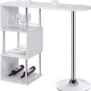 Bartafel - Met Opbergruimte - Voor Binnen - Keuken - Metalen Poot - Hout - Rechthoekig - Wit - 113x40x105 cm