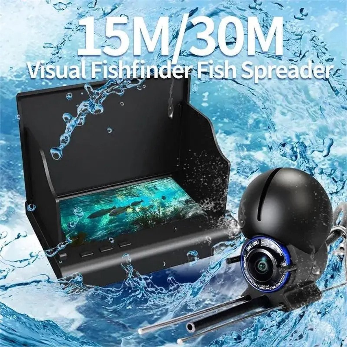 Fish Finder - Fish Finder - LCD 4.3 Inch Display - Underwater - 220° Fishing Camera - 1080P - 9 Hours Endurance - Night Vision - 30m