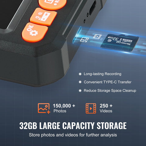 Endoscoopcamera - Endoscoop - 1080p - 5m Kabel - 4.3" Display - Geschikt voor IndustriëLe Inspectie - Zwart