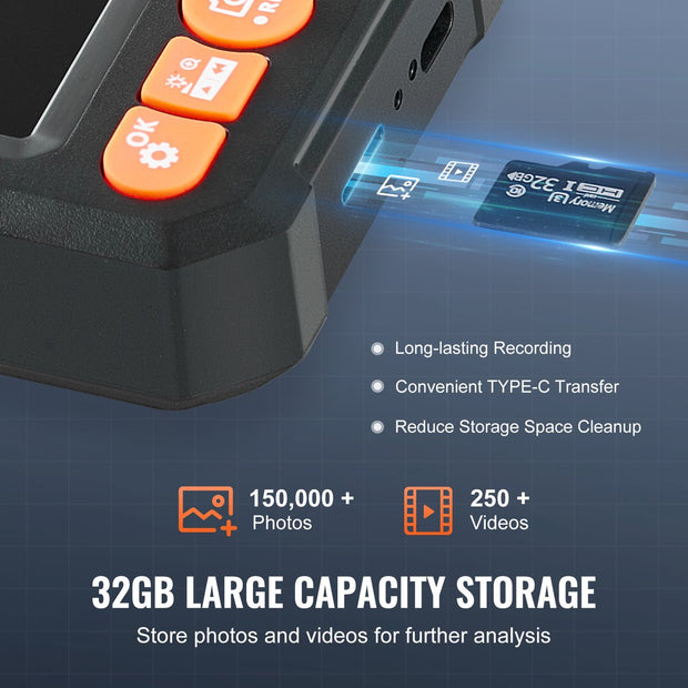 Endoscoopcamera - Endoscoop - 1080p - 5m Kabel - 4.3" Display - Geschikt voor IndustriëLe Inspectie - Zwart