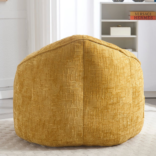 Zitzak Sofa met Voetensteun - Luxe Chenille Bean Bag Stoel -- Ergonomische Loungestoel met Hoge Rugleuning – Comfortabele Fauteuil - Geel