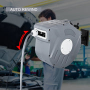 Intrekbare Luchtslanghaspel 20 Meter - Automatische Terugspoelfunctie - Slanghouder - Muurmontage - 180° Roterend - Voor Fabriekswerkplaatsen, Auto-Onderhoud