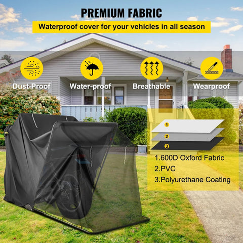 Motorcycle Cover - Scooter Cover for Indoor and Outdoor - UV Protection - Waterproof - Including Carrying Bag - Up to 103 Inch Motorcycles - Black