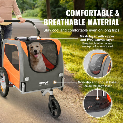 Hondenfietskar - 2 in 1 - Fietsendrager voor kinderwagen - Opvouwbare bolderkar - met Quick-release wielen - Universele Fietskoppeling - Reflectoren - 30kg