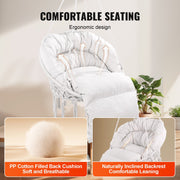 Hangstoel - Staal En Katoen - 150 Kg Capaciteit - Met Kussen - Met Geweven Netkabel - Inklapbaar, Bohemian Stijl - Geschikt Voor Binnen En Buiten - 80 X 62,5 X 80 Cm - Beige