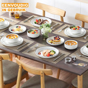 Serviesset – 12 persoons – 36 delig – Wit met zwarte rand Keramisch – Dinerborden – Ontbijtborden