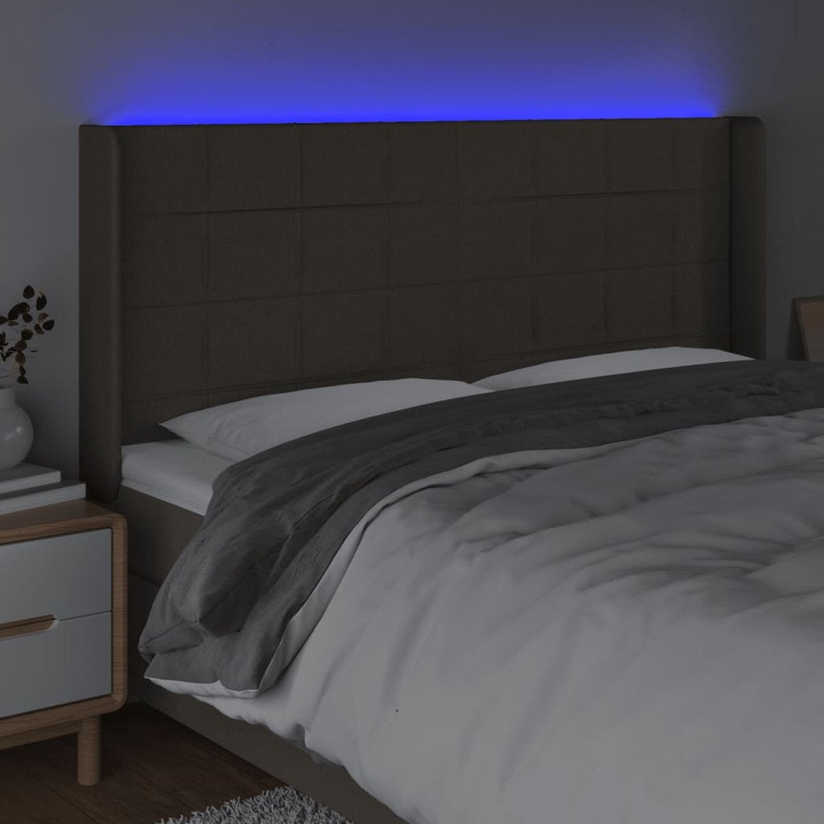183x16x118/128 cm - Taupe Hoofdboard - Led Hoofdbord - Hoofdkussen - Beddecoratie - Slaapkamers