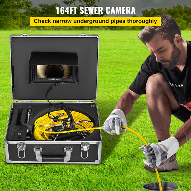 Inspectiecamera -  Endoscoop - Inspectie Camera - met 7in TFT LCD-Scherm - 50M Kabel - IP68 Waterdicht - 12 Verstelbare LED-Lampjes - Zwart