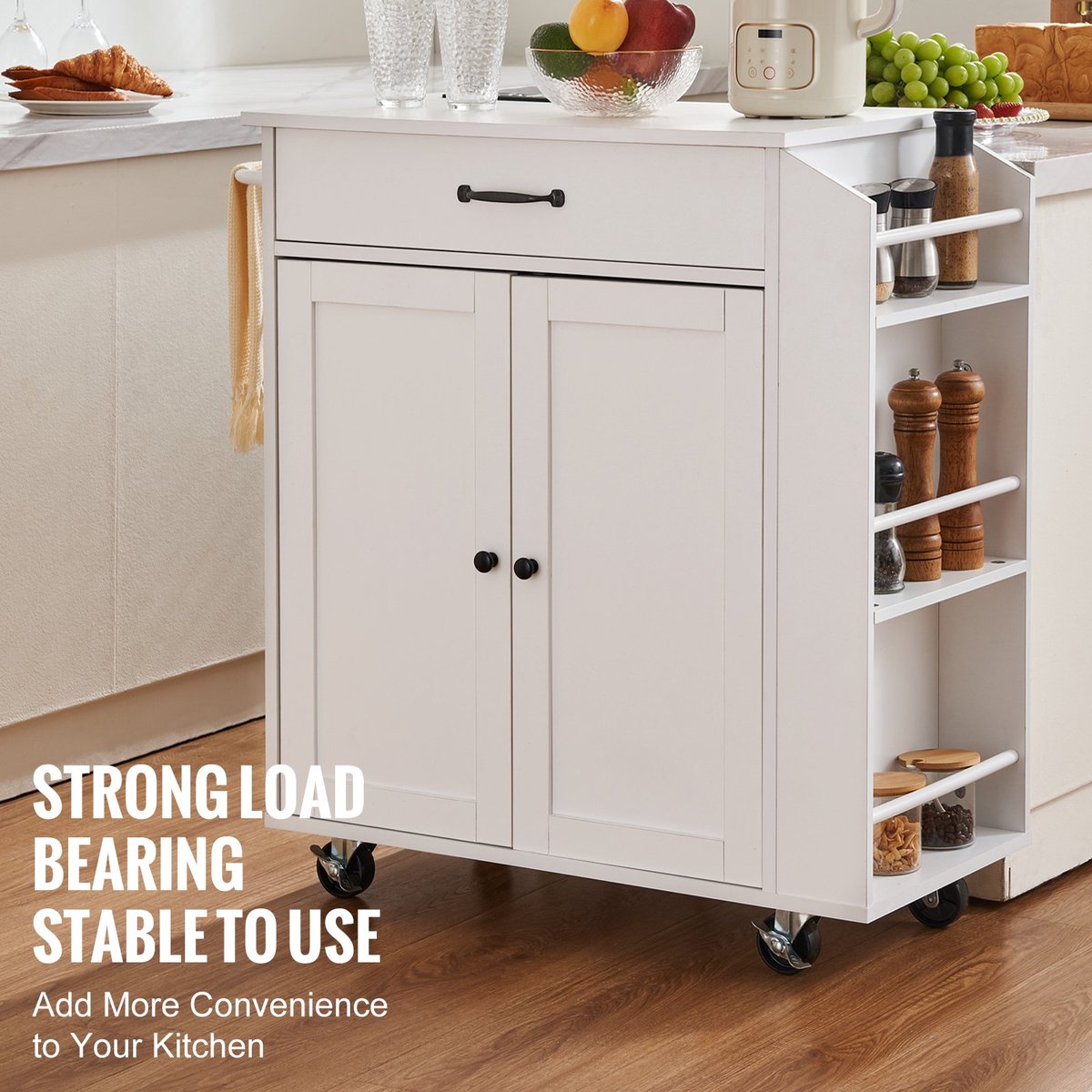 Keukentrolley - Keukentrolley Met Lades - Keukeneiland - Keukentrolley Op Wieltjes - Serveerwagen - Keukentrolleys - Trolley - Opbergrek - Trolley Op Wieltjes - Roltafel - Badkamer Trolley - Opbergtrolley - Woonkamer Trolley Op Wieltjes - Wit