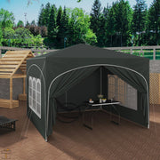 Partytent met zijwanden - Grijs - Opvouwbaar - Easy up - Paviljoen - Waterdicht weerbestendig - 3x3 m