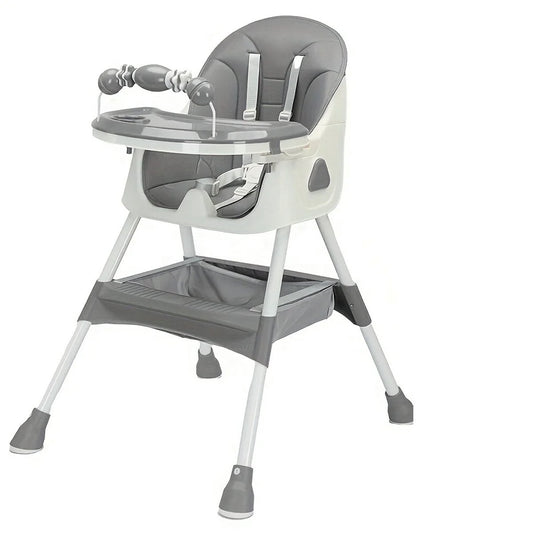 Kinderstoel - Triptrap Stoel - Triptrap Kinderstoel - Opvouwbare Kinderstoel - 6 Maanden en Ouder - met Grote Antislipmat en speelgoedrek - gemakkelijk schoon te maken - Grijs