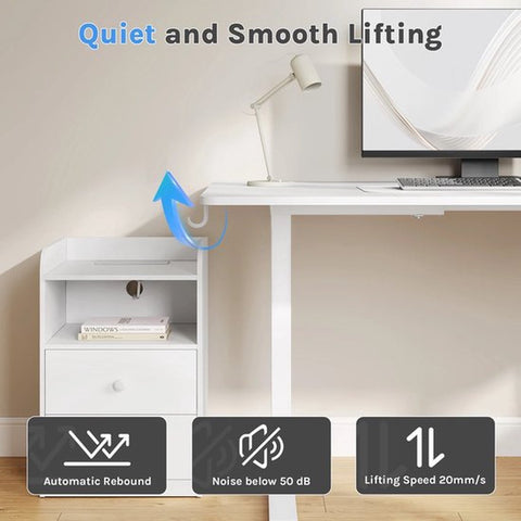 Bureau - Wit - 100x60cm - Sta Bureau - Elektrisch Bureau - Verstelbaar - Thuiskantoor - Studeren (Copy)