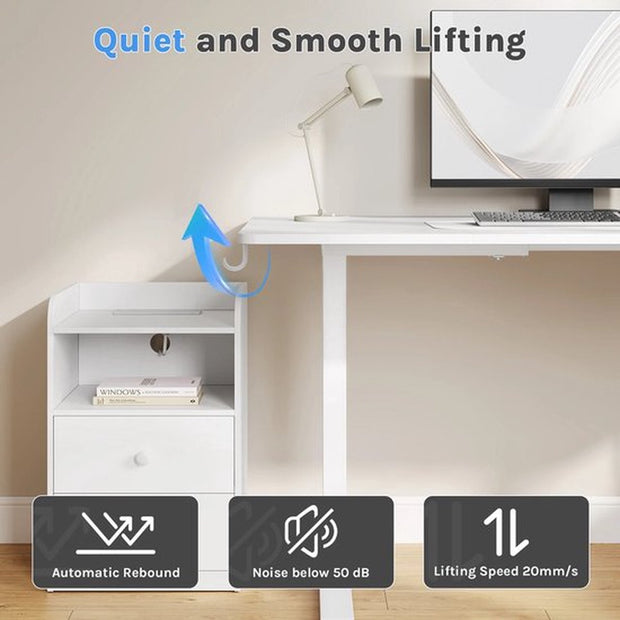 Bureau - Wit - 100x60cm - Sta Bureau - Elektrisch Bureau - Verstelbaar - Thuiskantoor - Studeren