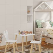Kindertafelset met stoelen - Activiteitentafel voor kinderen - Creatieve speelset - Veilig en duurzaam - Met rugleuningen in de vorm van konijnenoren - Ideaal voor kinderkamers en babykamers - Witte tafel en 2 stoelenset - Konijnentafelset