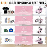 Hittepers - Roldruk - 38x38CM 5 in 1 - Geschikt voor T-shirts - Kussenslopen - Hoeden - Mokken - Keramische Borden - Roze