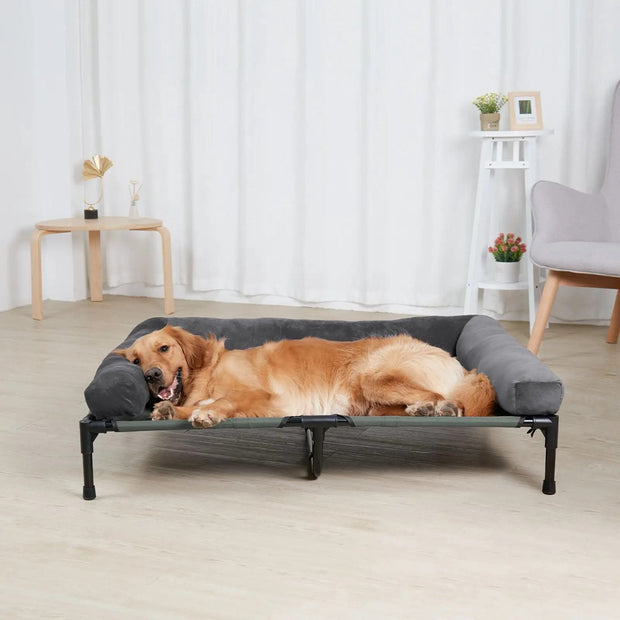 XXL Dog Bed - Dog Sofa - Dog Bench - Elevated - Pet Basket - Pet Cushion - Pet Mat - Pet Bed - For Indoor and Outdoor Use - Lounger - Removable Plush Bolster - Cooling for the Summer