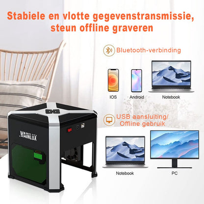 Laser Graveermachine - Laser Cutter Bluetooth Bestuurbaar - Graveermachine Makkelijk te Installeren - Zwart