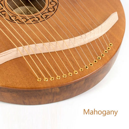 kleine Harp - lyre harp - lier instrument - 16-snarig met stemsleutel en Snaarpickup - 26x39cm