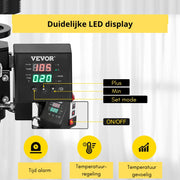 Transfer Press - 2 in 1 - Printing Machine - Heat Press - Printing Press - Heat Press Machine - Sublimation Printer - 25x30CM - Clamshell Sublimation - Transfer Printer with Teflon Coating Powerpress DIY T-shirt Cap - Black