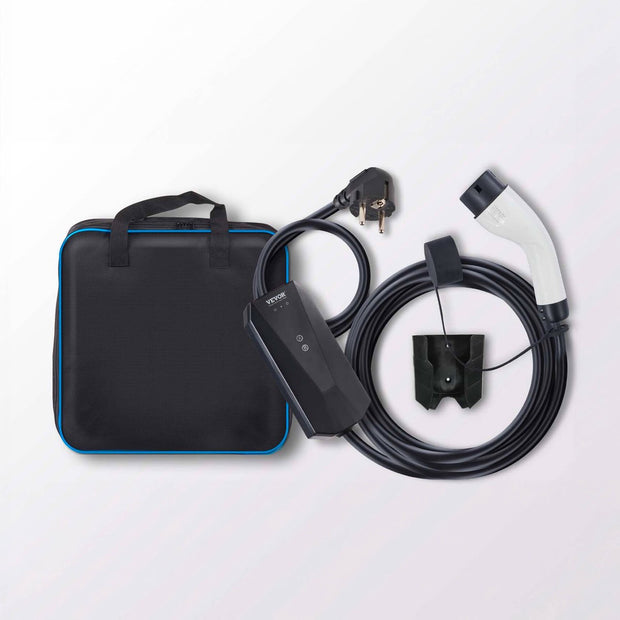 Draagbare Ev - Elektrische Voertuig Oplader Ev - Laadkabel - Oplaadkabel met Type 2 - (IEC62196) CEE 7/7 Stekker 1-Fase 8.6m - 16A - 3.68kW - Zwart