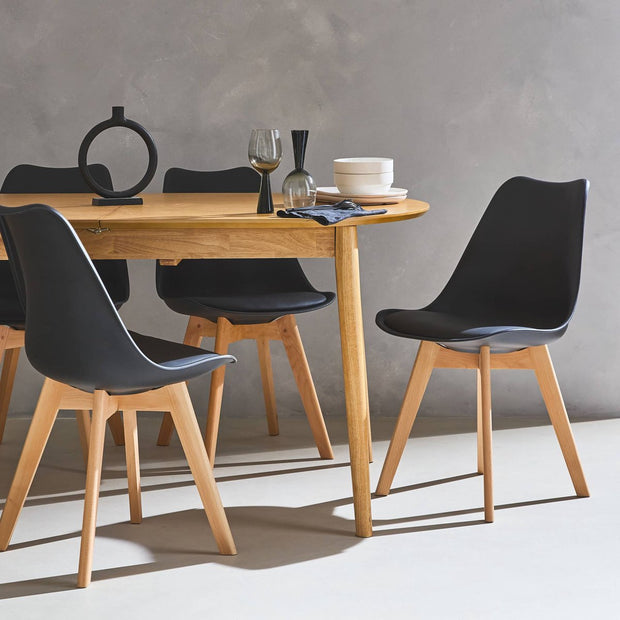 Set van 6 eetkamerstoelen, nils, 42x55x81cm Nordic - Middeleeuwse Eetkamerstoelen Pu Gewatteerde Stoel
