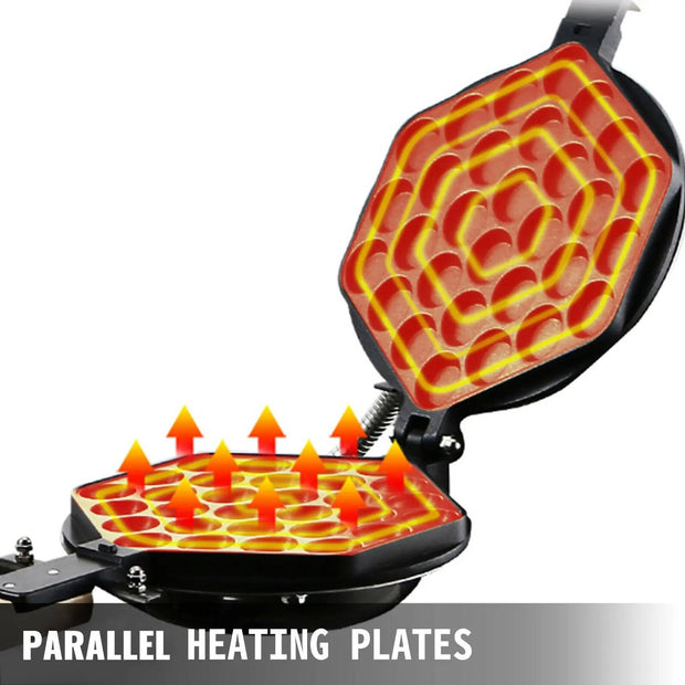 Wafelijzer - Elektrische Wafelijzer Machine - Wafelmaker - Poffertjespan - Poffertjesmaker - Bubble Wafelijzer – Roestvrijstaal - Wafel Bakken Machine - 1400W