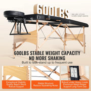 Massagetafel - Verstelbare Hoogte - Inklapbare Massagetafel - Massage Tafel - Behandeltafel - Massagetafels