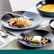 Serviesset 8 Persoons - Serviessets - Bordenset - Chique Bordenset - Keramiek - Blauw en Zwart