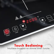 KitchenBrothers Inductie Kookplaat - 2 Pits - Vrijstaand - 1500W + 2000W - RVS