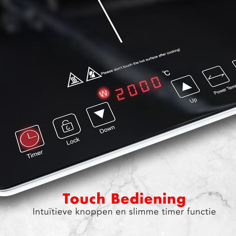 KitchenBrothers Inductie Kookplaat - 2 Pits - Vrijstaand - 1500W + 2000W - RVS