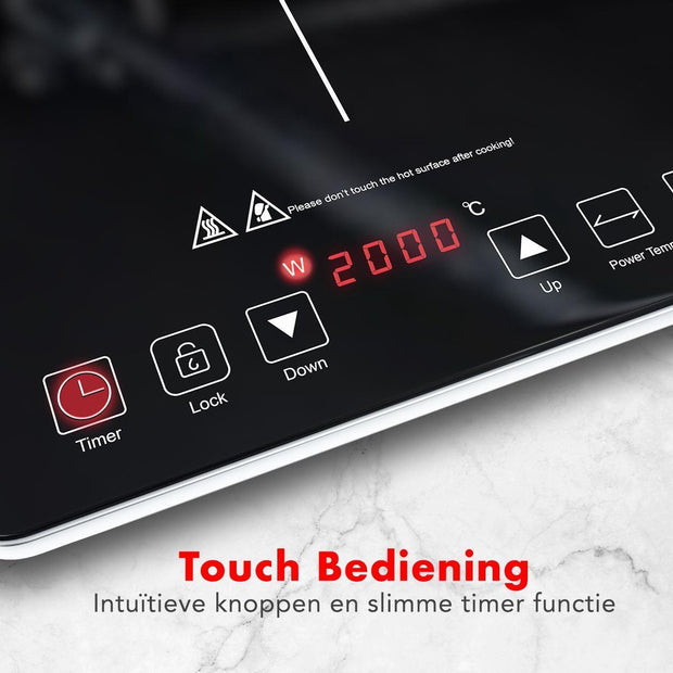 KitchenBrothers Inductie Kookplaat - 2 Pits - Vrijstaand - 1500W + 2000W - RVS