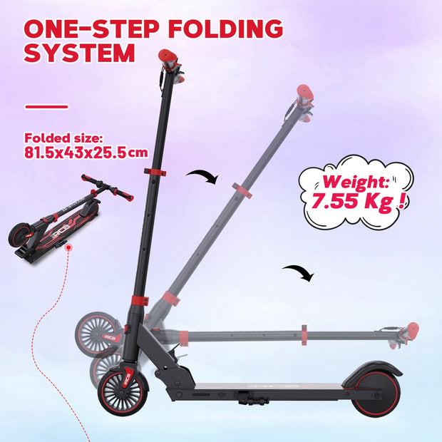 Elektrische Step Kinderen - Kinderstep Inklapbaar - 25v/6AH - 20km/u - 5.5" Wielen - Rood